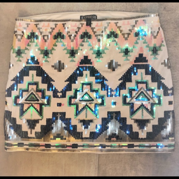 Express Dresses & Skirts - EXPRESS Aztec Print Sequin Embellished Mini Skirt